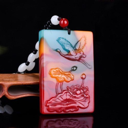 Pendentif Cygne Sculpté À La Main En Jade Coloré Naturel, Bijoux Boutique De Mode Pour Hommes Et Femmes, Collier Lotus, Accessoires Cadeau