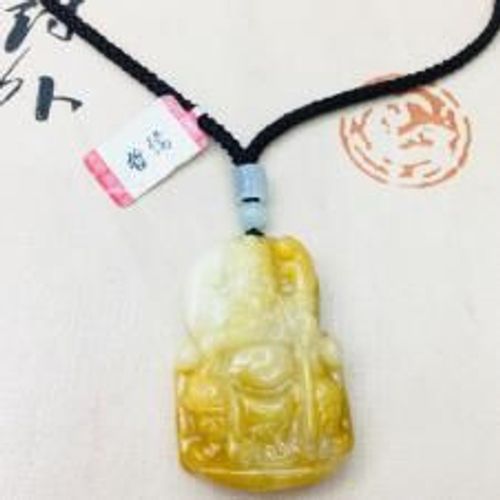 Collier En Topaze Naturelle Pure Sculptée À La Main, Pendentif De Déesse De La Bonne Fortune Bicolore Avec Chaîne De Pull Simple Tricotée À La Main