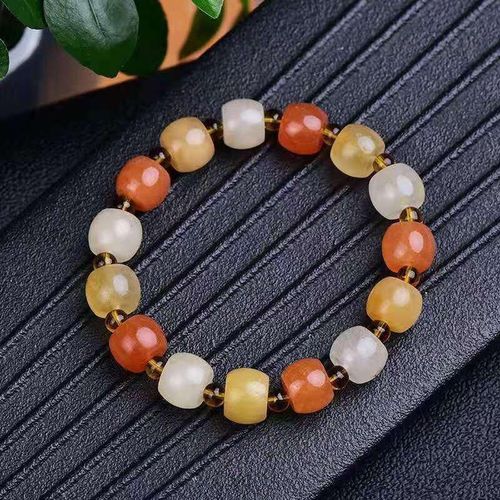 Bracelet En Jade De Soie Doré Pour Femme, Bijou De Couleur Naturelle, Perles En Pierre De Jades, Élastique, À La Mode