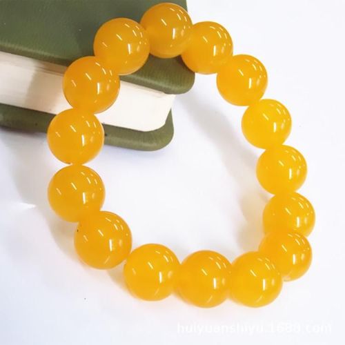 Bracelet En Jade Naturel Véritable Pour Hommes Et Femmes, Bijoux Fins, Perles En Pierre De Jade Véritable, Élastique, Calcédoine Jaune