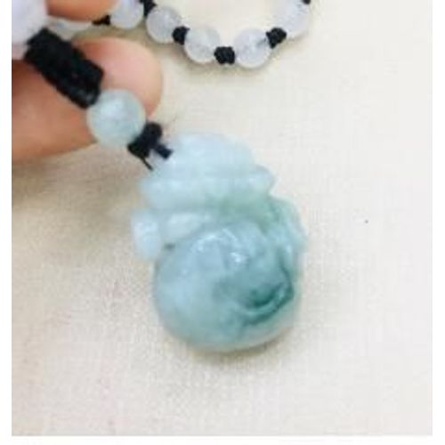 Collier En Jade Naturel Émeraude Sculpté À La Main, Pendentif De Sac Porte-Bonheur Bicolore Tricolore, Chaîne De Pull Pour Hommes Et Femmes