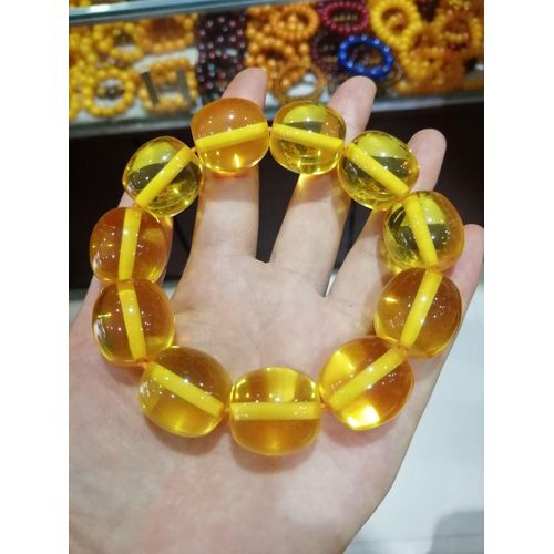 Bracelet Élastique En Ambre Naturel De La Baltique Pour Hommes, Perles En Cire D'abeille Jaunes, Bijoux Fins, Accessoires, Cadeaux Pour Dames