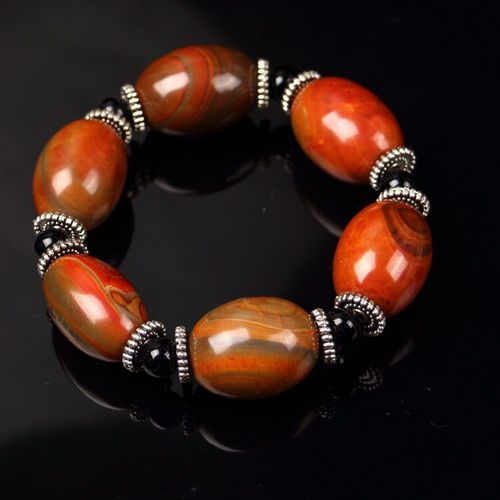 Bracelet En Pierre D'agate Rouge Du Sud Naturelle Pour Hommes, Perles De Jade Authentiques Certifiées, Grands Bracelets Élastiques, Bijoux