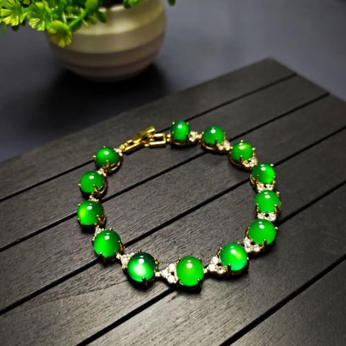 Bracelet En Jade Véritable Pour Femmes, Bijoux Fins En Calcédoine Verte, Véritable Pierre De Jades Certifiée Chinoise, Accessoire Pour Filles