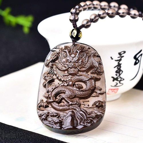 Pendentif Dragon Jade En Obsidienne De Glace Naturelle, Collier Chinois Sculpté À La Main, Breloque De Mode, Bijoux Amulette Porte-Bonheur Pour Hommes Et Femmes, Cadeaux