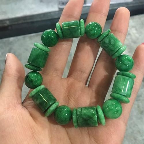Bracelets En Jade Vert Naturel Pour Hommes Et Femmes, Perles De Jaspe Sculpté À La Main, Élastique, Accessoires De Bijoux À La Mode