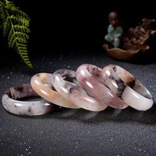 Bracelet Large Sculpté À La Main En Jade Soyeux Violet Naturel, Bijoux À La Mode, Violet Fumé, Beauté Pour Femmes