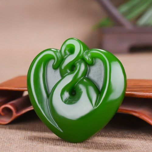 Pendentif D'amour En Jaspe Naturel Sculpté À La Main, Bijoux Boutique De Mode, Collier Vert Épinard Pour Hommes Et Femmes, Accessoires Cadeaux