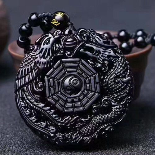 Pendentif En Obsidienne Noire Dragon Phoenix Gossip Jade, Collier Sculpté À La Main, Breloque À La Mode, Bijoux, Accessoires Amulette Pour Hommes Et Femmes