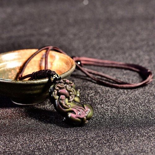 Pendentif Pixiu En Obsidienne Arc-En-Ciel Naturel Sculpté À La Main, Bijoux De Boutique À La Mode, Collier Animal De Couleur Arc-En-Ciel Pour Hommes Et Femmes