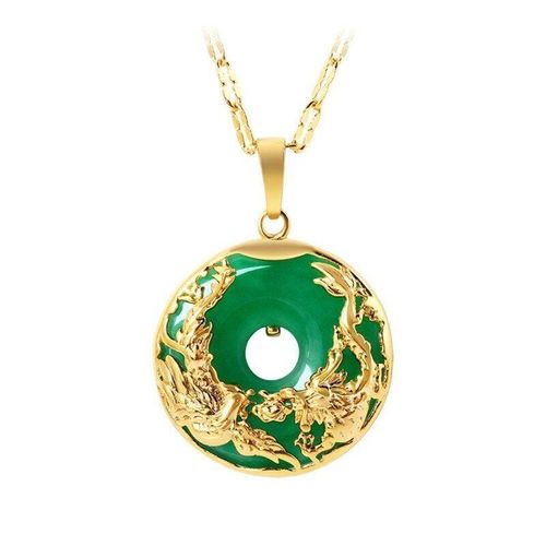 Collier En Jade Vert Naturel, Dragon Phénix 925, Collier En Argent Sculpté En Chine, Amulette, Bijoux De Charme, Pour Hommes Et Femmes, Cadeaux