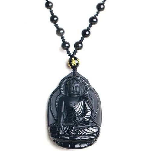 Pendentif En Pierre D'obsidienne Noire Naturelle, Collier, Breloques Populaires À La Mode, Bijoux Boutique, Amulette En Pierre De Jade De Bouddha, Cadeaux