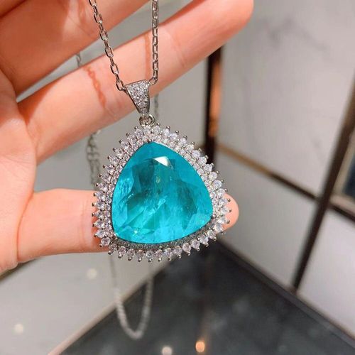 Collier Pendentif De Mariage En Argent Sterling 925, Pierre Bleue, Paraiba Aigue-Marine, Diamant De Laboratoire, Bijoux Fins Romantiques Pour Femmes, Cadeaux, Nouvelle Collection