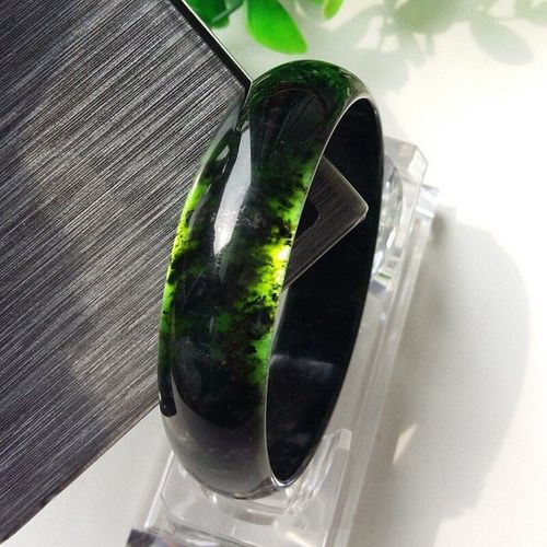 Bracelet En Jade Naturel Chinois, Sculpté À La Main, Vert Foncé, Large Bande, Bijoux Boutique De Mode, Pour Hommes Et Femmes