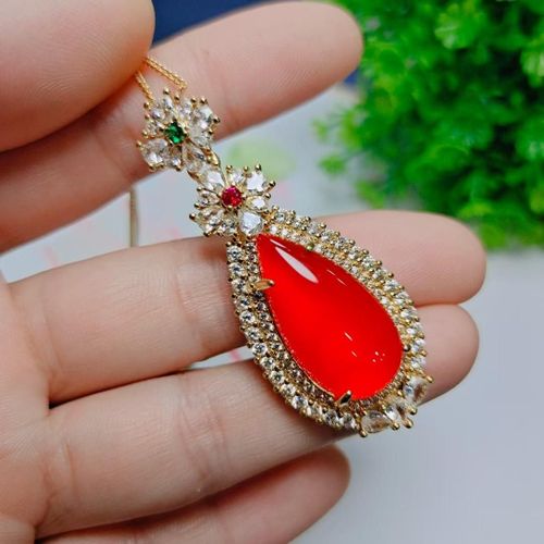 Pendentif En Jade Rouge Naturel Véritable Pour Femmes, En Argent 925, Pendentifs Cornaline, Amulette, Cadeaux Pour Femmes Et Filles, Bijoux De Charme À La Mode