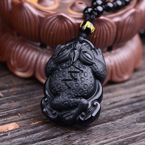 Collier En Obsidienne Naturelle, Pendentif En Jade Doré Sculpté À La Main, Bijoux À La Mode Pour Hommes Et Femmes, À Trois Pattes