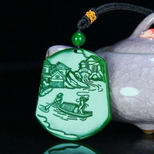 Pendentif En Jade De Paysage Sculpté À La Main, Vert Naturel, Bijoux Boutique De Mode, Collier De Pêcheur Pour Hommes Et Femmes, Cadeau