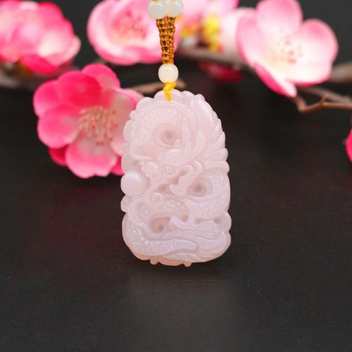 Pendentif Dragon En Jade Rose, Collier En Jade Naturel Sculpté À La Main, Breloque Chinoise, Bijoux, Accessoires Amulette, Cadeaux Pour Hommes Et Femmes