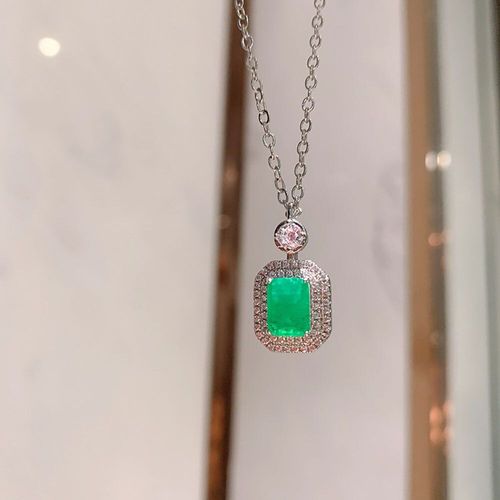 Collier Avec Pendentif En Diamant Imitation Rubis Émeraude De Laboratoire, Chaîne En Pierre Naturelle En Argent Sterling 925, Cadeaux De Bijoux Fins Pour Femmes, 6x8mm