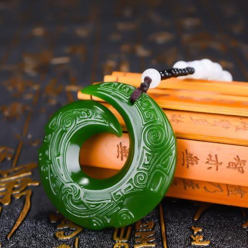 Bague Verte Naturelle Sculptée À La Main, Pendentif En Jade, Bijoux Boutique De Mode, Accessoires De Collier De Réincarnation Pour Hommes Et Femmes