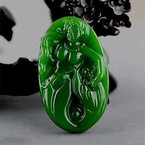 Pendentif Sirène Sculpté À La Main En Jade Vert Naturel, Bijoux Boutique De Mode, Collier Pour Hommes Et Femmes, Accessoires Cadeaux