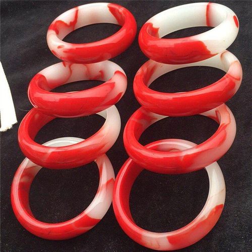 Bracelet En Jade Naturel Coloré Sculpté À La Main, Large Bande, Bijoux Boutique De Mode, Pour Hommes Et Femmes, Poulet Sang Rouge