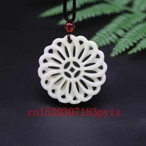 Collier Pendentif En Jade Blanc Naturel Chinois, Pendentif Double Face Ajouré, Breloque Sculptée, Bijoux Amulette À La Mode, Cadeaux Pour Hommes Et Femmes