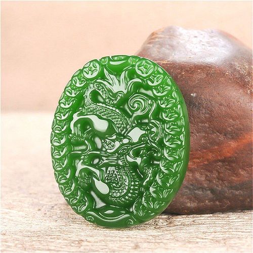 Collier Pendentif En Jade Dragon Argent Vert Naturel, Breloque Chinoise Sculptée À La Main, Amulette, Accessoires De Mode, Cadeau Pour Hommes Et Femmes