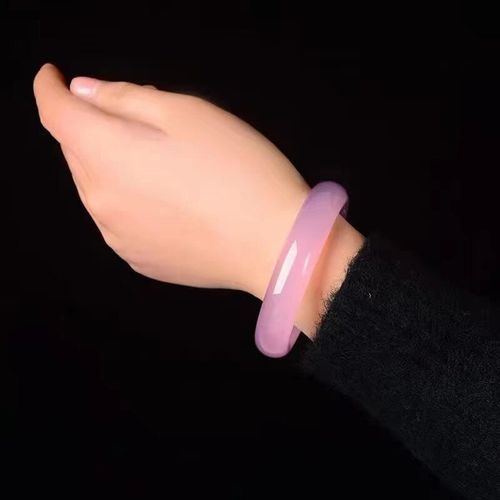 Bracelet En Calcédoine Rose Naturelle Sculptée À La Main, Large Bande, Bijoux Boutique De Mode, Agate Rose, Cadeau De Beauté