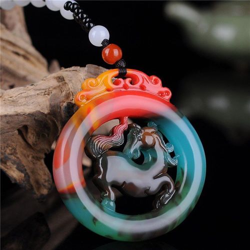 Pendentif En Jade De Cheval Sculpté À La Main, Turquoise Naturel, Bijoux De Boutique De Mode Pour Hommes Et Femmes, Accessoire De Collier Cheval À Succès