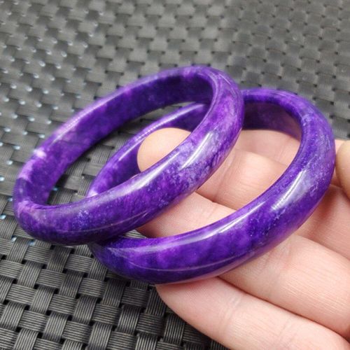 Bracelet En Jade Sculpté À La Main, Violet Naturel Chinois, Large Barre, Bijoux Boutique De Mode, Bracelets Bleu Et Violet Pour Hommes Et Femmes