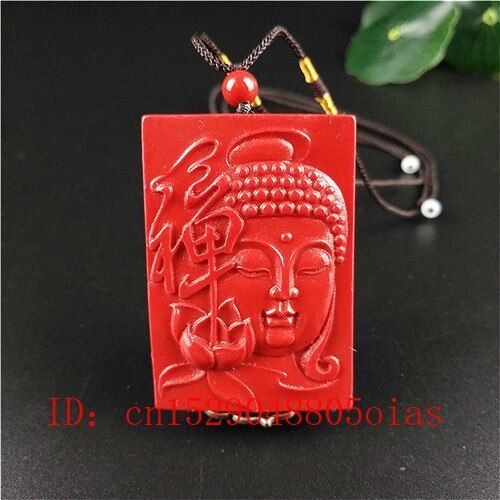 Pendentif Bouddha En Pierre De Cinabre Organique Rouge Naturelle Chinoise, Collier Lotus, Breloque À La Mode, Bijoux Amulette, Cadeaux Pour Femmes Et Hommes