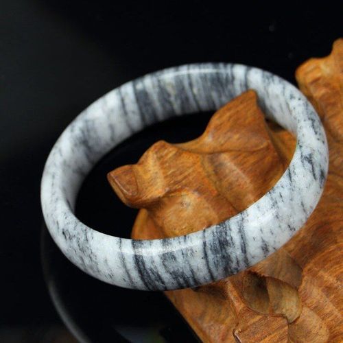 Bracelet En Jade Naturel Sculpté À La Main, Rond Et Large, Bijoux Boutique De Mode, Bracelet De Beauté Bleu Et Blanc Pour Femmes