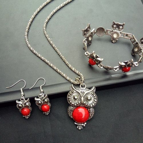 Ensemble De Bijoux Rétro En Forme De Hibou, Turquoise, Pendentif, Boucle D'oreille, Bracelet, Collier En Argent 925 Sculpté, Amulette À La Mode, Cadeaux Pour Hommes Et Femmes