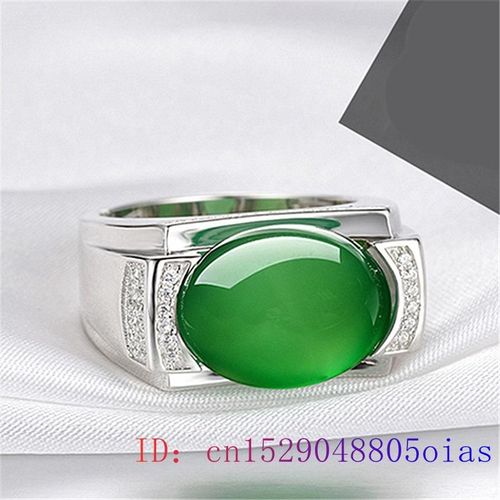 Bague En Jade Vert Avec Calcédoine Pour Hommes Et Femmes, Bijoux En Argent 925, Amulette En Cristal Naturel, Breloque, Idée Cadeau