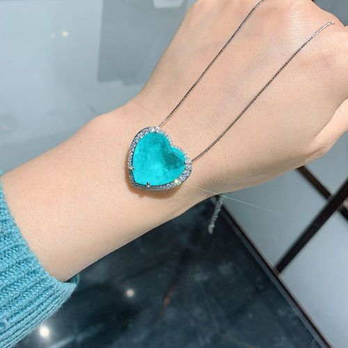 Pendentif En Diamant De Laboratoire En Argent Sterling 2021, Bijoux De Mariage, Cadeau D'anniversaire, En Forme De C¿Ur, Paraiba, Tourmaline, Aigue-Marine, Tendance 925