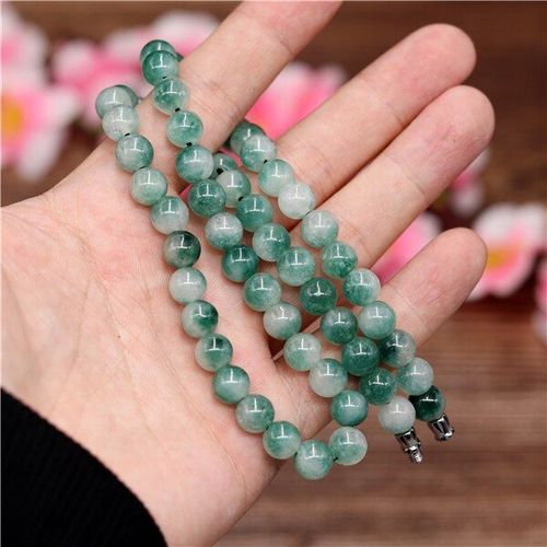 Collier De Perles De Jade Vert Naturel Authentique 8mm, Bijoux En Jade Amulette Porte-Bonheur À La Mode, Cadeaux Pour Femmes Et Hommes