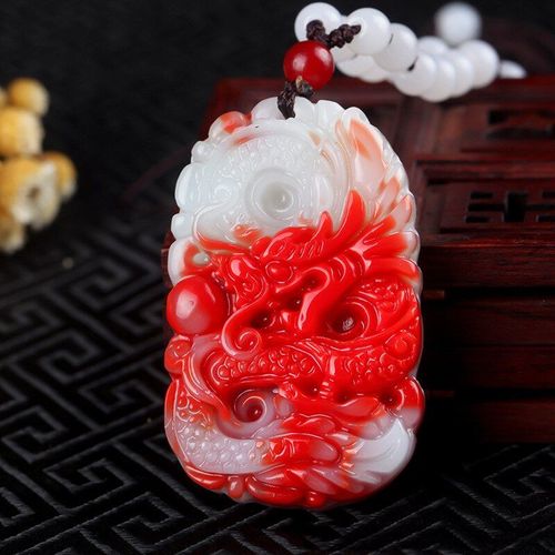 Pendentif Dragon Du Zodiaque Sculpté À La Main En Jade, Poulet Chinois Naturel, Rouge, Bijoux À La Mode Pour Hommes Et Femmes, Collier Couleur, Cadeau