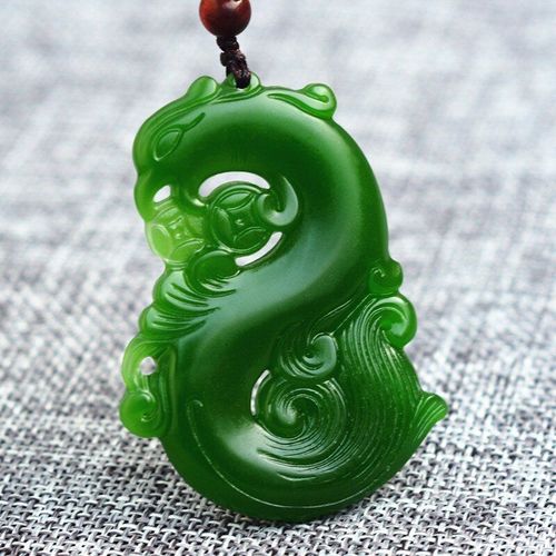Pendentif Double Face Sculpté À La Main En Jade, Vert Naturel, Dragon Et Phénix, Bijoux Boutique De Mode, Collier Cadeau Pour Hommes Et Femmes