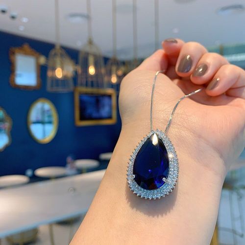 Collier Et Boucles D'oreilles En Argent Sterling 2021, Goutte D'eau, Tanzanite, Pierres Précieuses De Laboratoire En Diamant, Pendentif, Ensembles De Bijoux, Cadeau Pour Femmes, Tendance 925