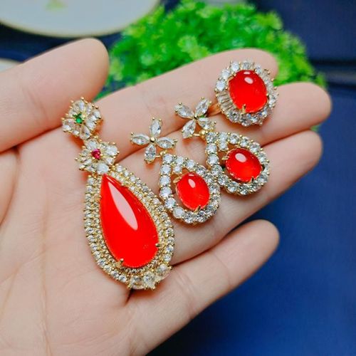 Bague Et Pendentif En Jade Rouge Naturel Véritable, Ensemble De Bijoux, Cadeaux Pour Femmes, Accessoires Fins Cornaline