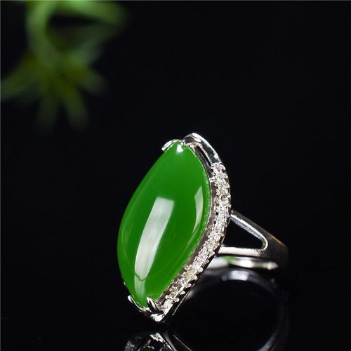 Bague En Argent 925 Jade Hétian Vert Naturel, Amulette De Jadéite Chinoise, Bijoux De Charme À La Mode, Cadeaux Artisanaux Sculptés À La Main Pour Femmes Et Hommes