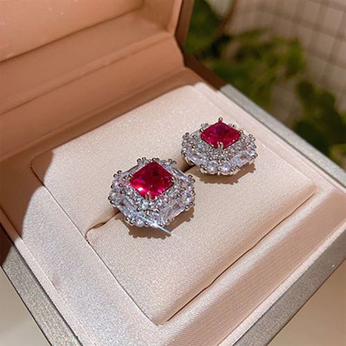 Ensemble De Bijoux Vintage En Argent Sterling 2021 Pour Femmes, 7x7mm, Rubis, Émeraude, Laboratoire, Bague, Boucles D'oreilles, Pendentif, Collier, 925