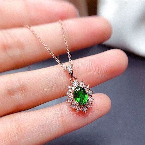 Ensemble De Bijoux En Pierres Précieuses Émeraude Pour Femmes, En Cristal Vert, Or Rose 18k, Boucles D'oreilles, Pendentif, Collier, Bijoux Cadeaux De Fête