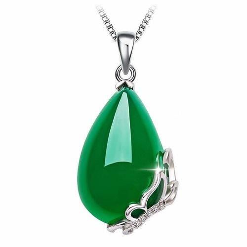 Collier En Jade Hétian Vert Naturel 925, Pendentif Gouttelettes D'eau, Collier En Argent, Amulette Chinoise, Bijoux De Charme, Cadeaux Pour Femmes