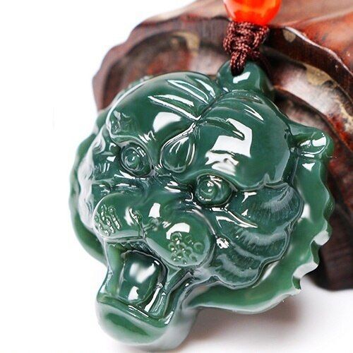 Collier En Pierre De Jade Sculpté En Hétian Pour Hommes, Collier Avec Pendentif Tête De Tigre, Bijou Chinois, Amulette, Breloque, Cadeau