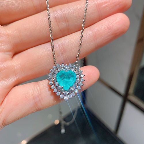 Ensemble De Bijoux Pour Femmes, Bijoux En Argent Sterling 925, 10x10mm, Paraiba, Pendentif Étoile De L'océan, Collier, Boucles D'oreilles, Diamant, Cadeau