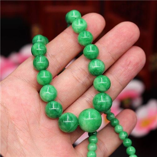 Collier De Perles En Jade Vert Naturel Véritable, 6-14mm, Émeraude, Bijoux À La Mode, Amulette, Cadeaux Pour Femmes, Breloques
