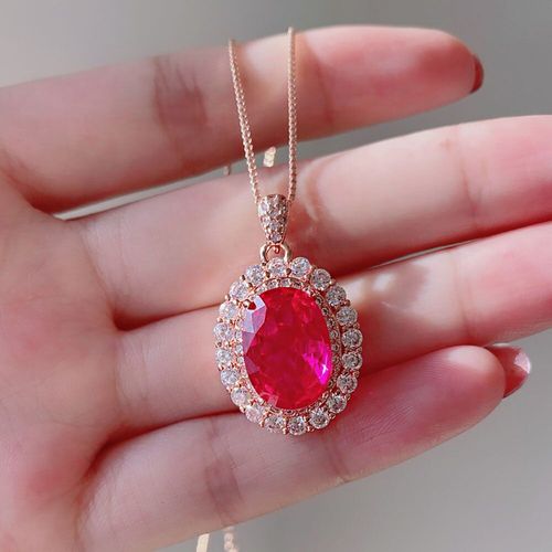 Ensemble De Bijoux De Mariage En Argent 925 Pour Femmes, Vintage, 10x12mm, Rubis Lab, Diamant, Or Rose, Bagues, Collier, Boucles D'oreilles, Cadeaux De Fête