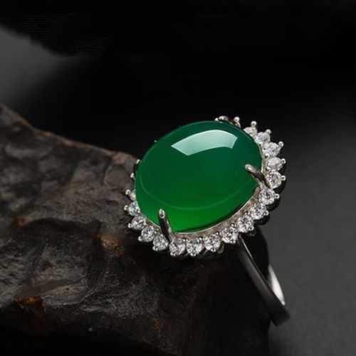 Bague En Jade Hétian Vert Naturel, Argent 925, Amulette De Jadéite Chinoise, Bijoux À La Mode, Cadeaux Pour Femmes